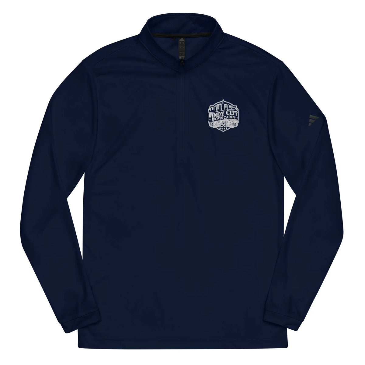 Windy City adidas quarter-zip pullover in collegiate navy, front view