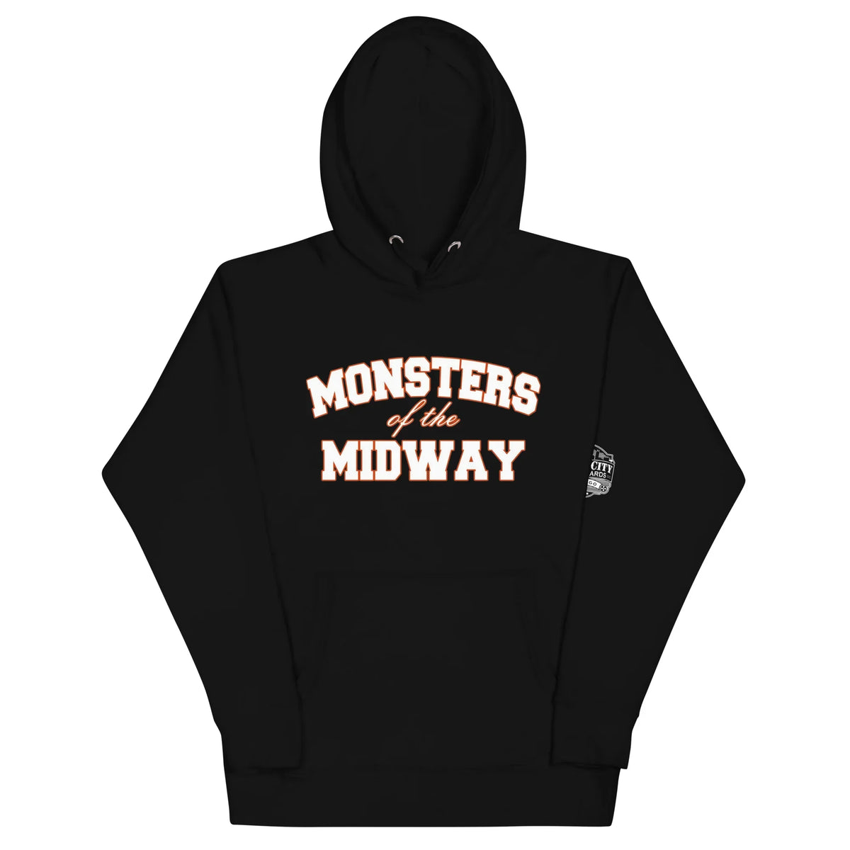 Monsters of the Midway unisex hoodie in Black, front view