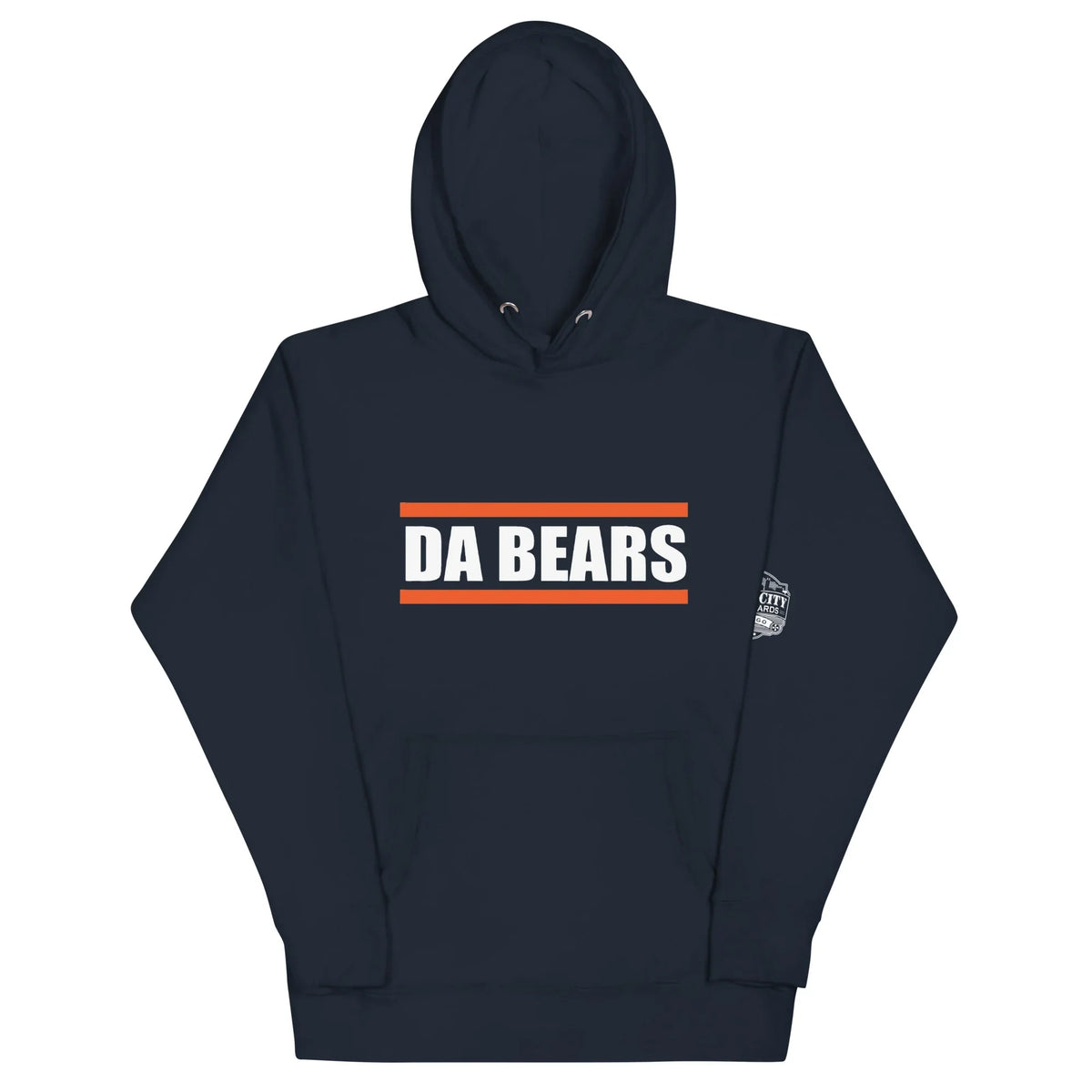 Da Bears Chicago football unisex hoodie in Navy Blazer, front view