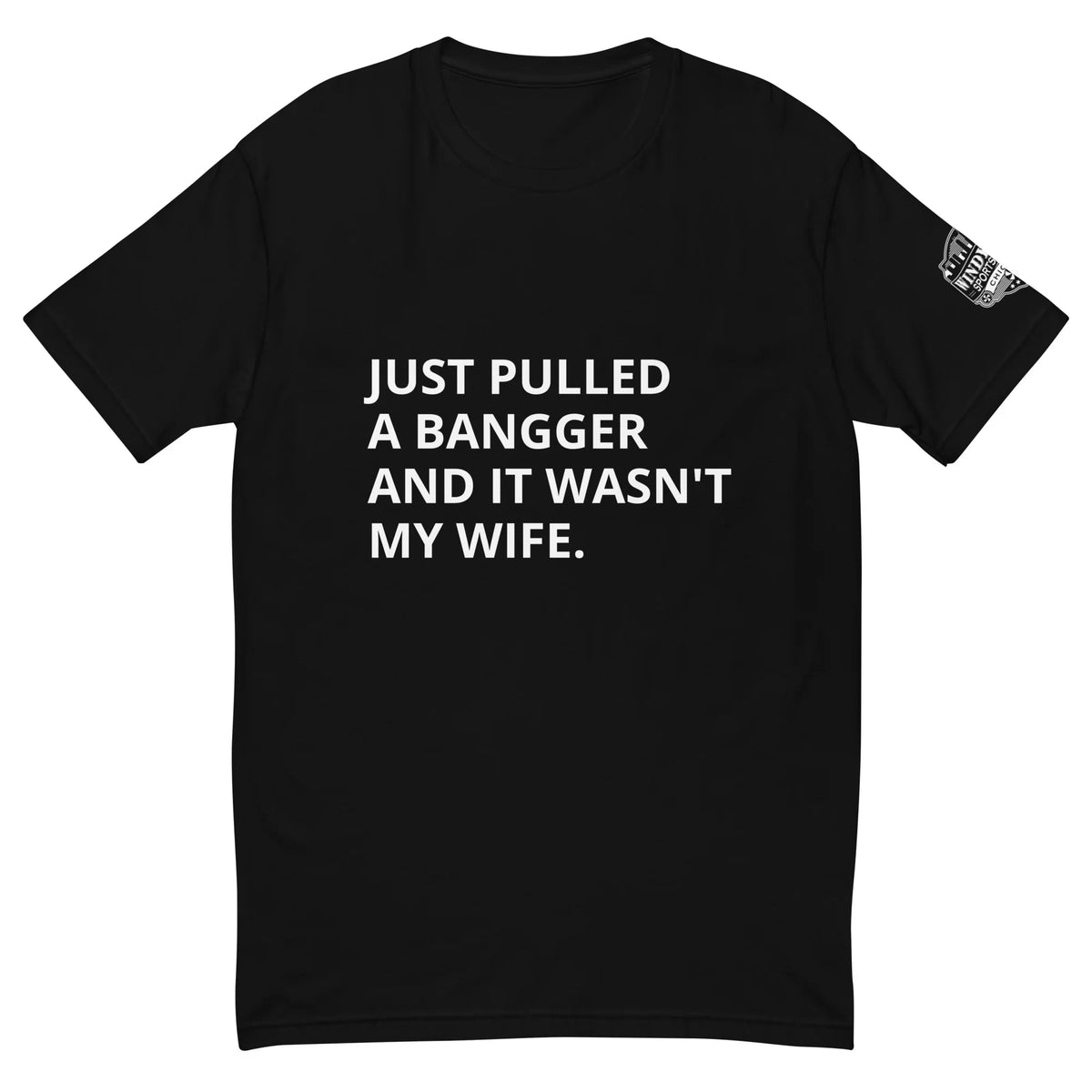 Bangger sports card collector T-shirt in black, front view