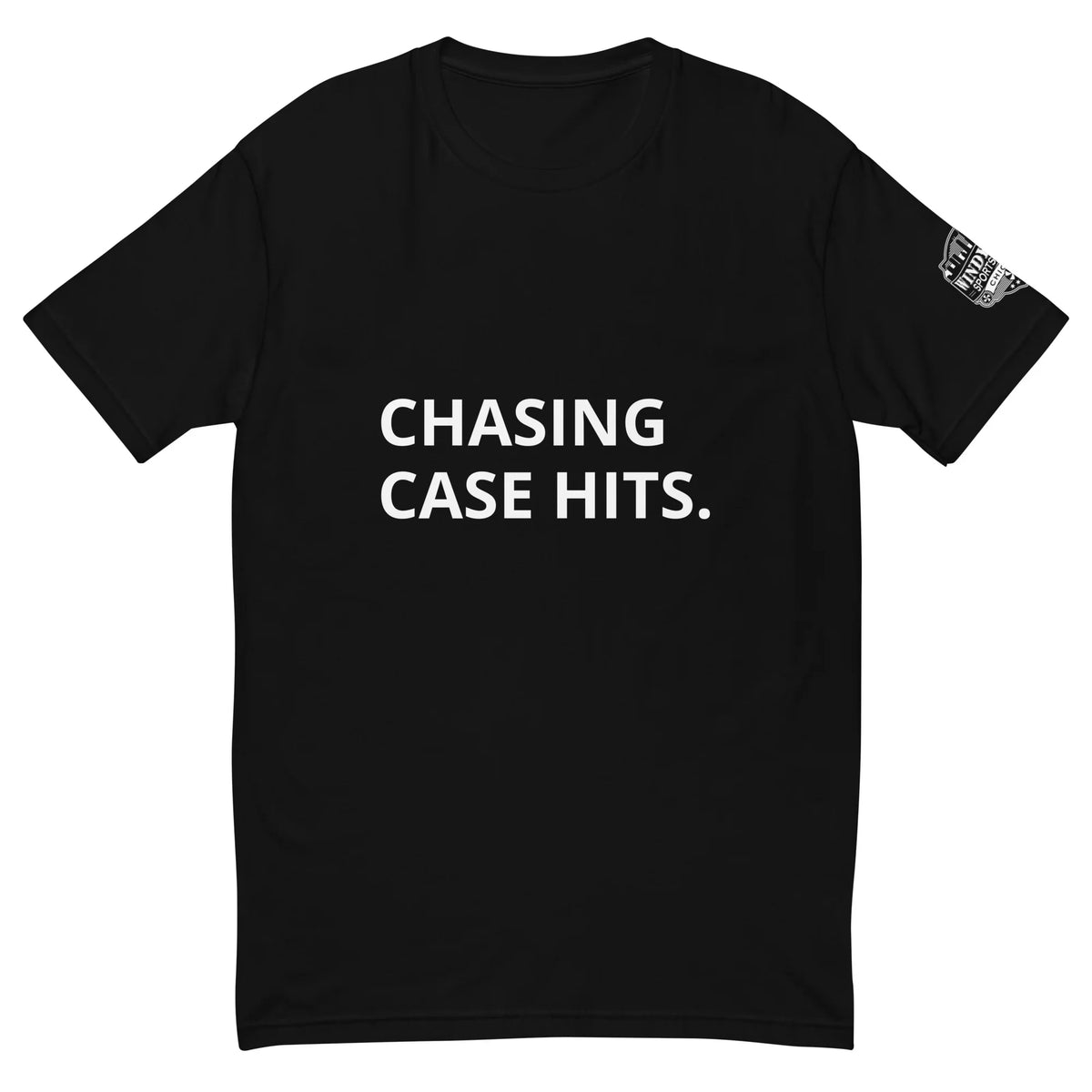 Chasing sports card collector T-shirt in black, front view