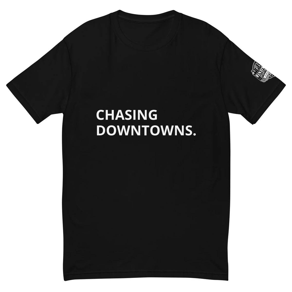 Downtowns sports card collector T-shirt in black, front view
