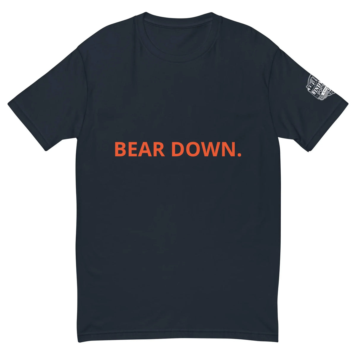Bear Down Chicago football T-shirt in midnight navy, front view