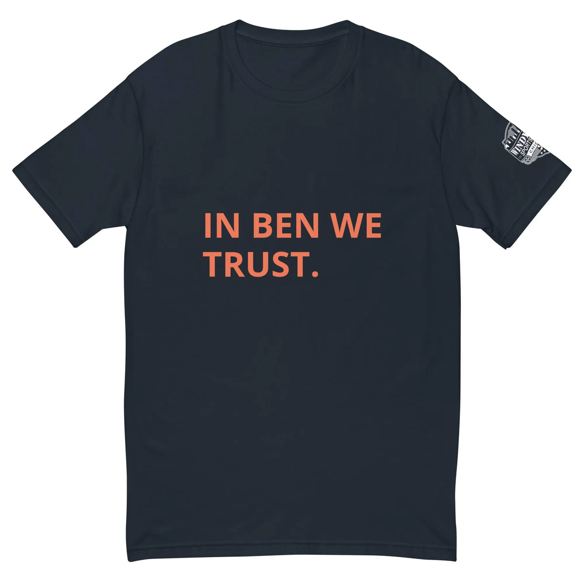 In Ben We Trust Chicago football T-shirt in midnight navy, front view