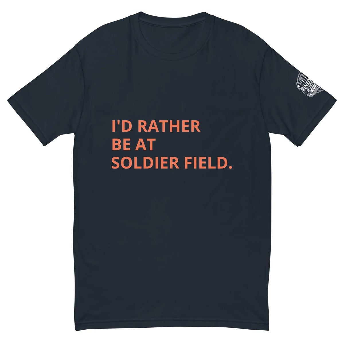 Soldier Field Chicago football T-shirt in midnight navy, front view