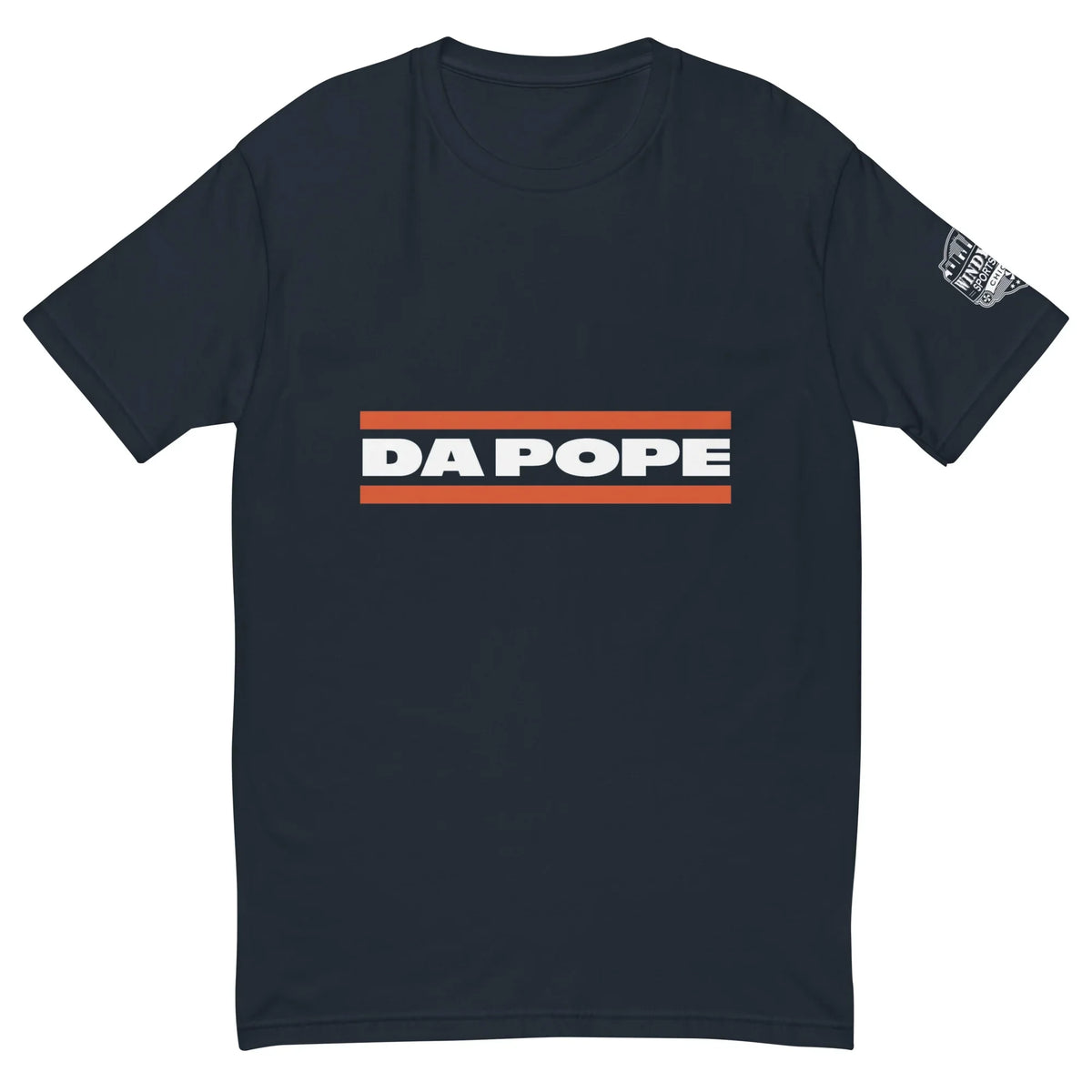 Da Pope Chicago football T-shirt in midnight navy, front view