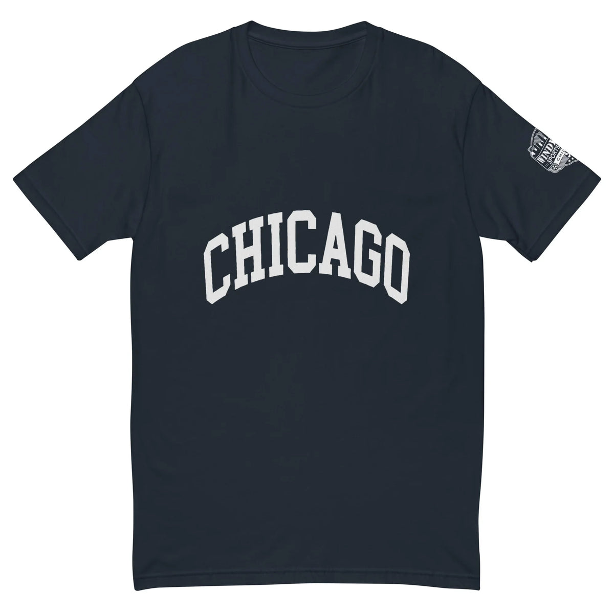 Chicago city T-shirt in midnight navy, front view
