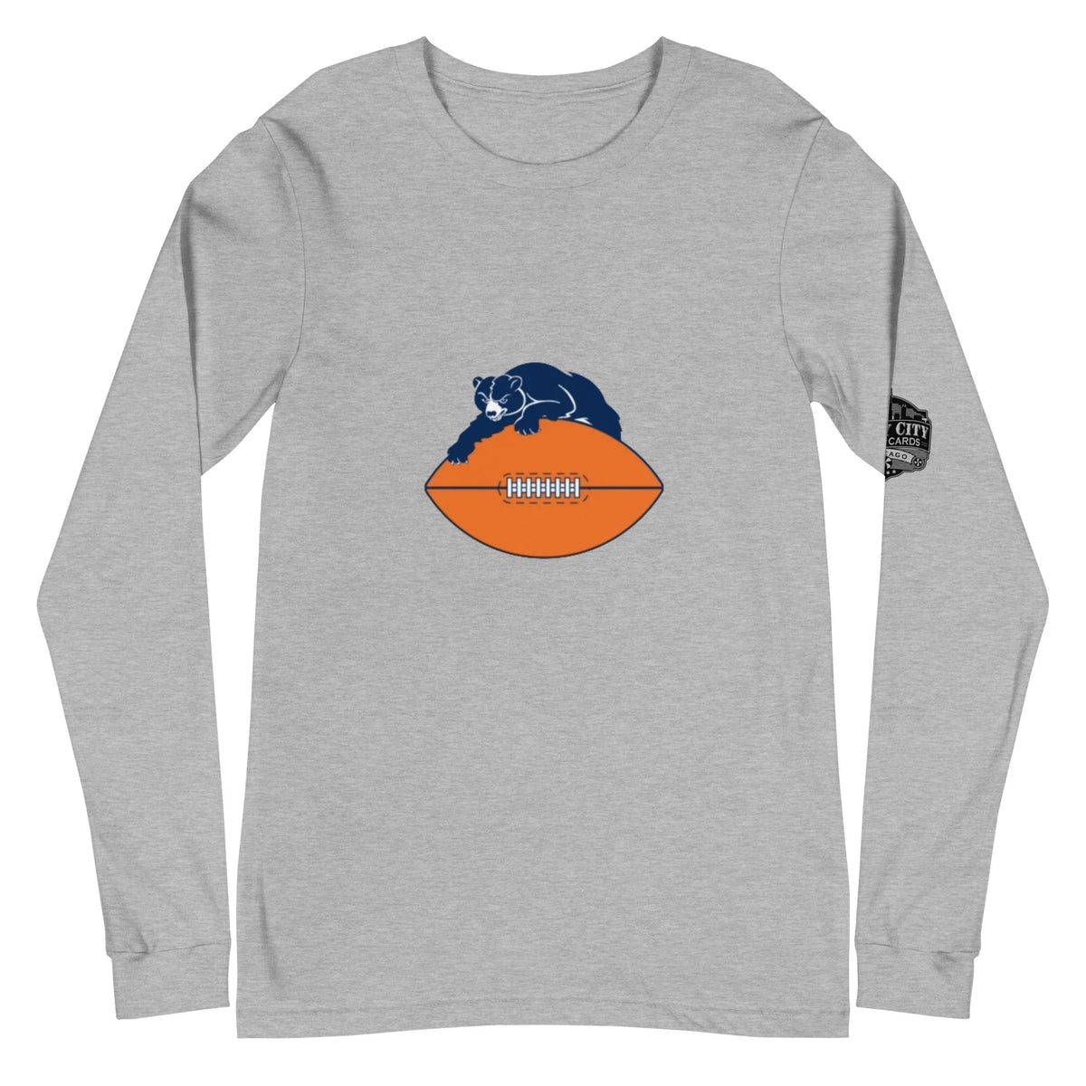 Bear Football unisex long sleeve tee in Athletic Heather, front view