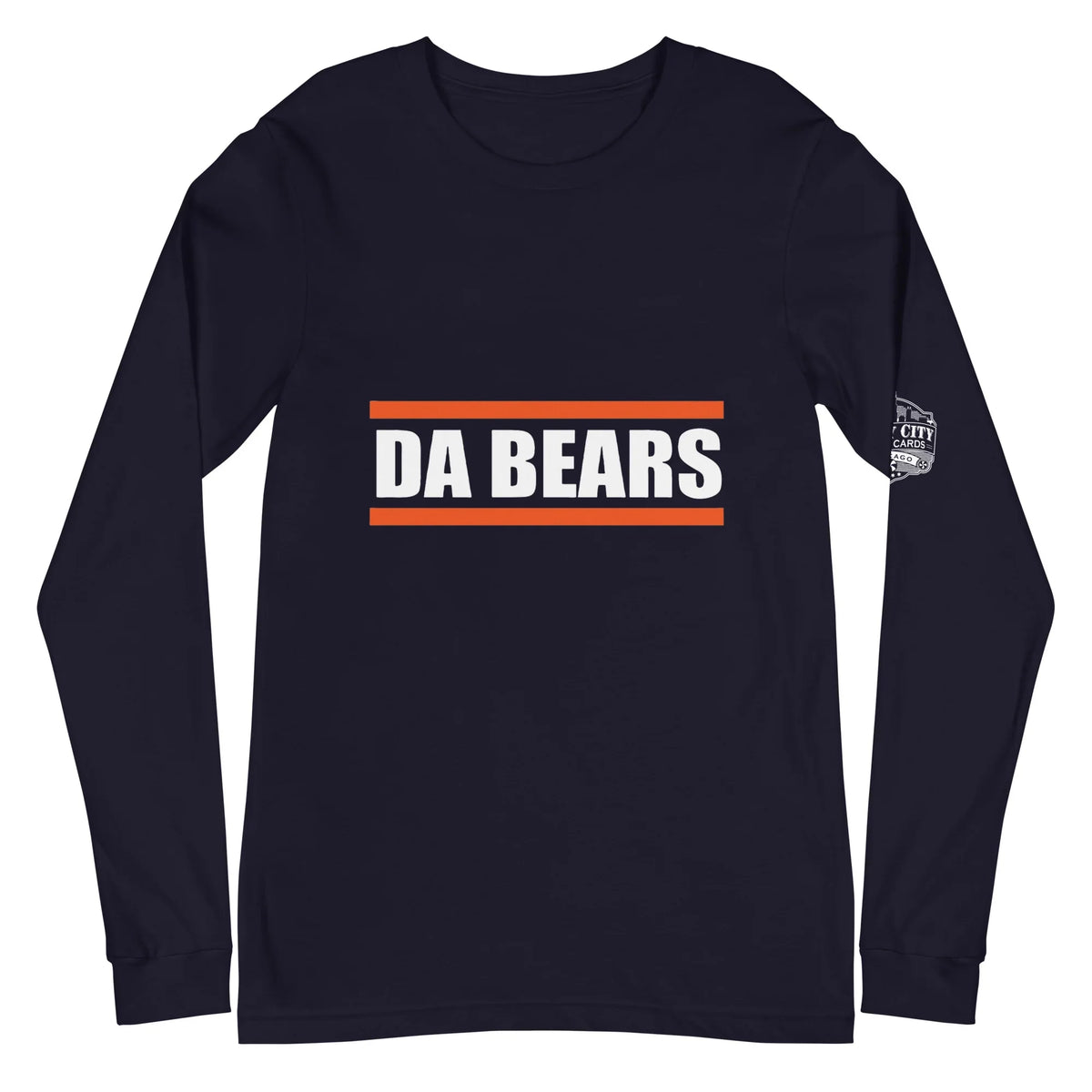 Da Bears long sleeve tee in Navy, front view