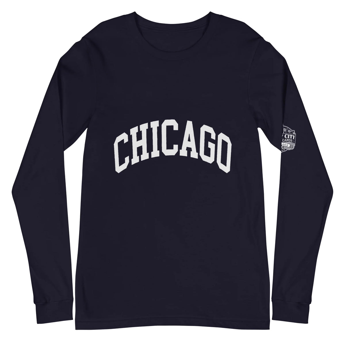 Chicago long sleeve shirt in navy, front view