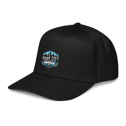 Windy City 5-panel cap in black, front-left view