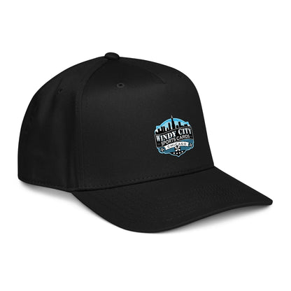 Windy City 5-panel cap in black, front-right view