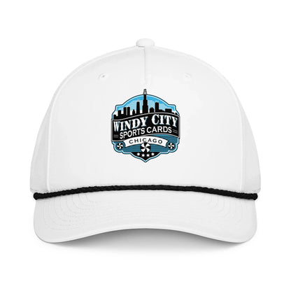 Windy City rope cap in white and black, front view