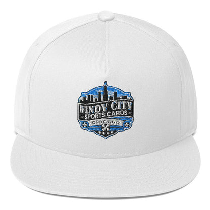 Windy City flat bill cap in white, front view
