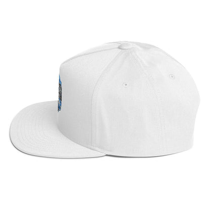 Windy City flat bill cap in white, left side view