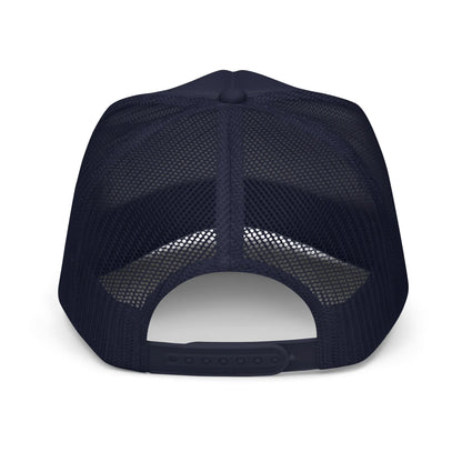 Windy City foam trucker hat in navy, back view