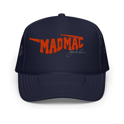 Mad Mac foam trucker hat in navy, front view