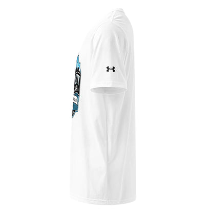 Windy City Under Armour athletic T-shirt in white, left-side view