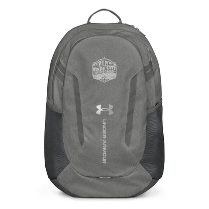 Under Armour Windy City backpack in Castlerock gray, front view