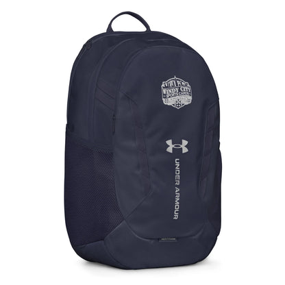 Under Armour Windy City backpack in midnight navy, front-right view