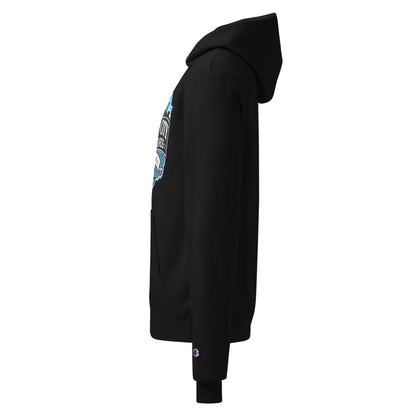 Windy City Champion unisex hoodie in black, left-side view